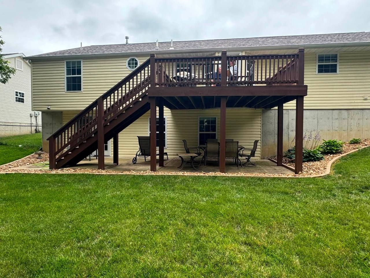 Existing elevated wood deck before replacement